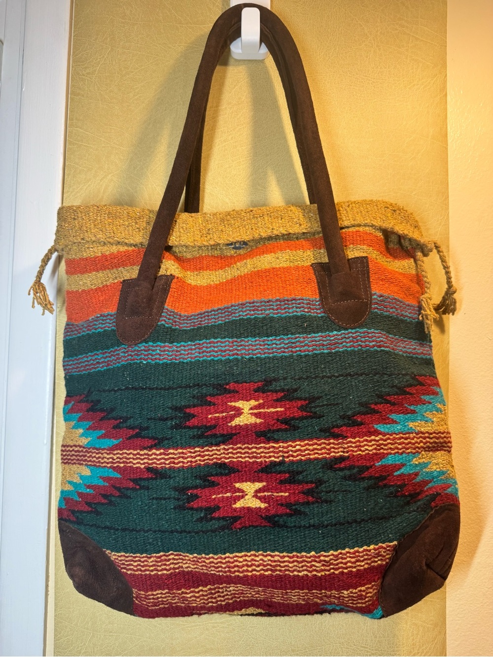 The Monterrey Tote by AJ Tack suede handles and corners